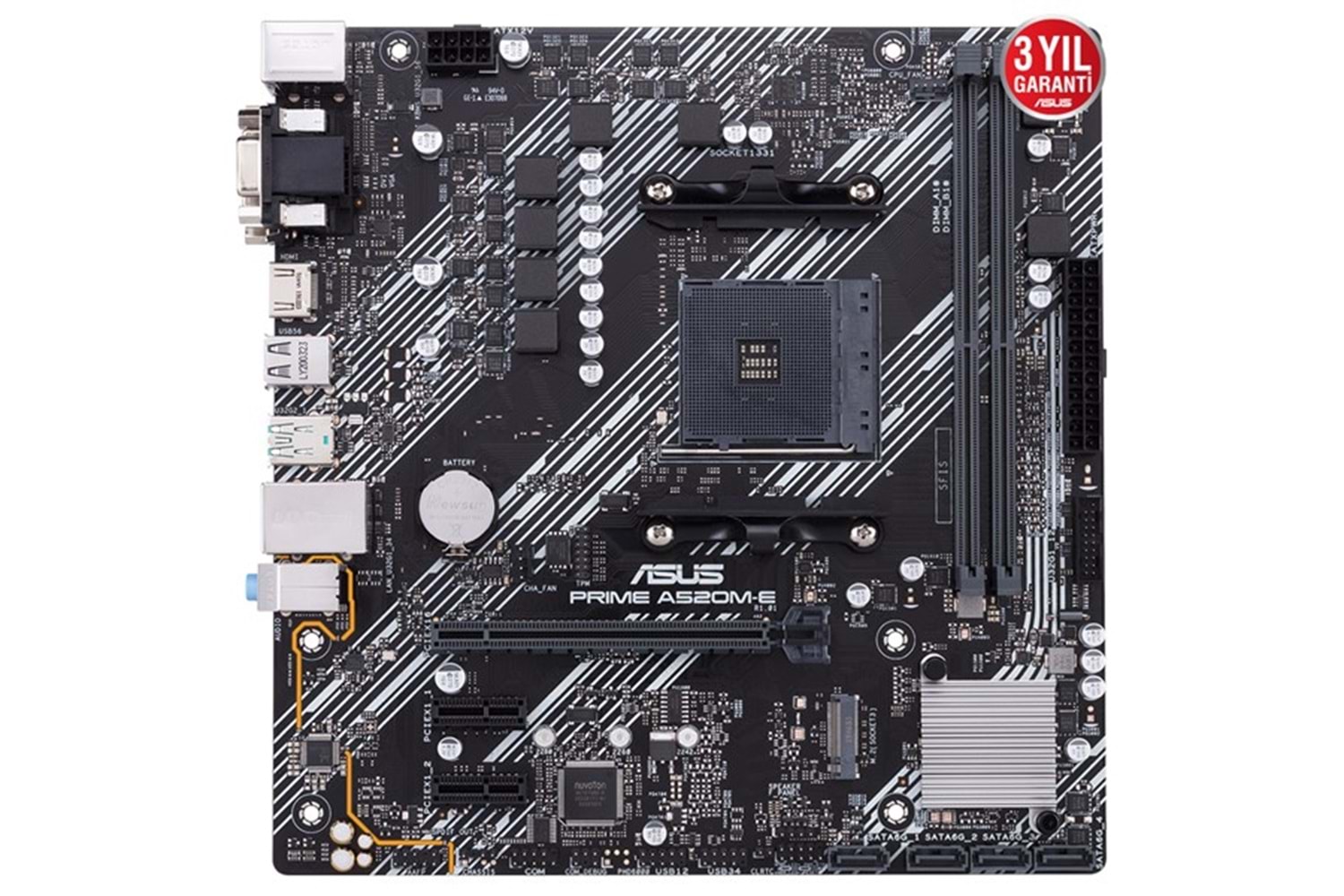 ASUS PRIME A520M-E DDR4 M2 PCIe NVME HDMI DVI PCIe 16X v4.0 AM4 mATX