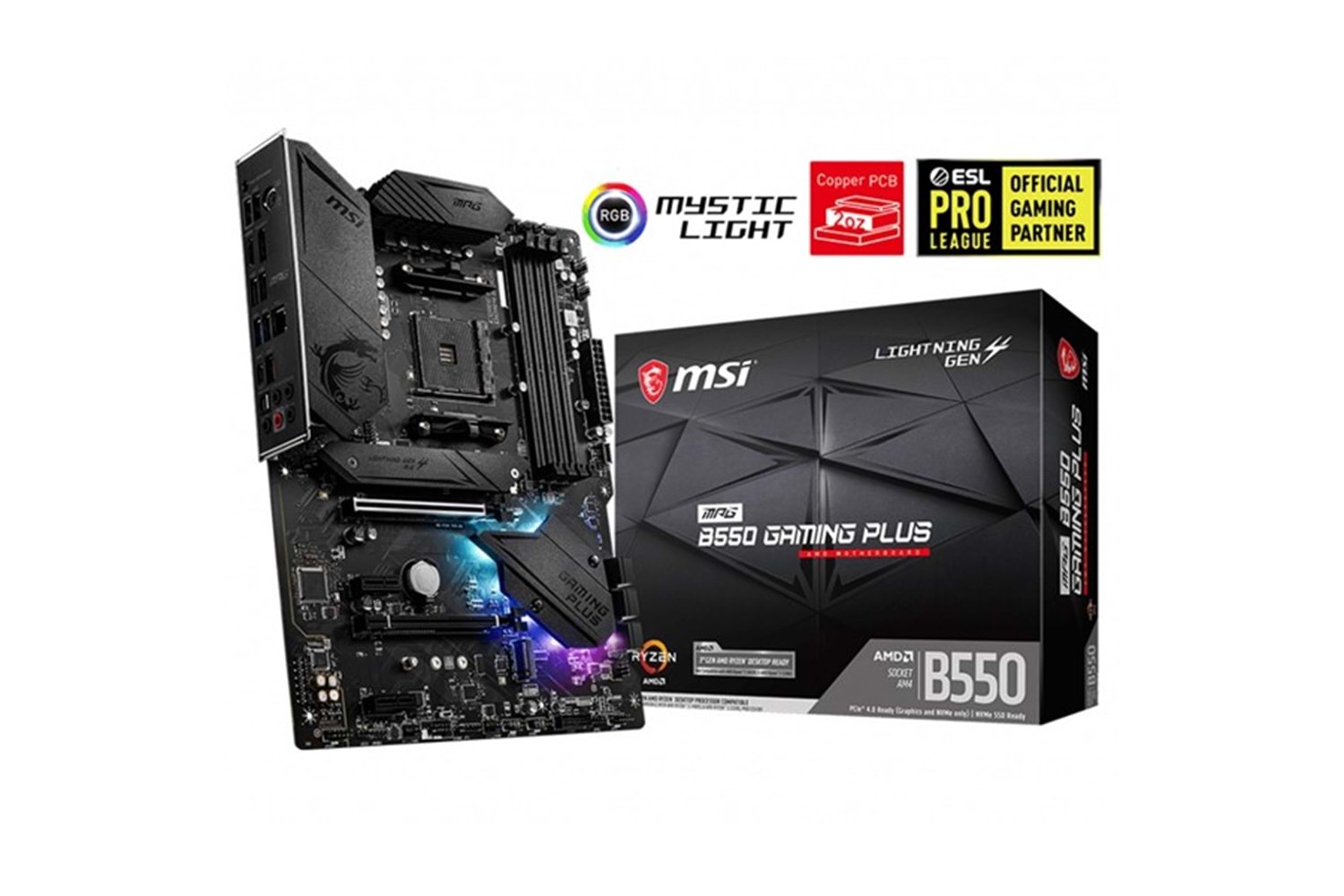 MSI MPG B550 GAMING PLUS DDR4 M2 PCIe NVME HDMI DP PCIe 16X v4.0 AM4 ATX