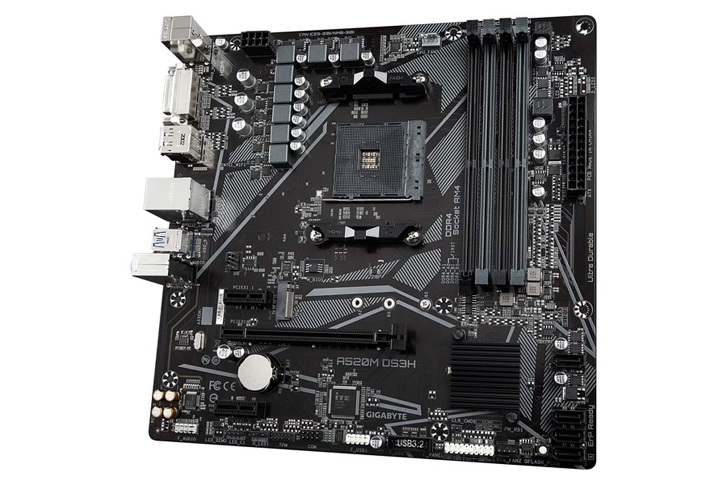 GIGABYTE A520M-DS3H DDR4 M2 PCIe NVME HDMI DVI DP PCIe 16X v3.0 AM4 mATX