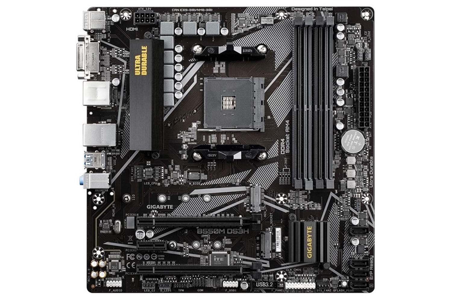 GIGABYTE B550M-DS3H DDR4 HDMI DVI PCIe 16X v4.0 AM4 mATX