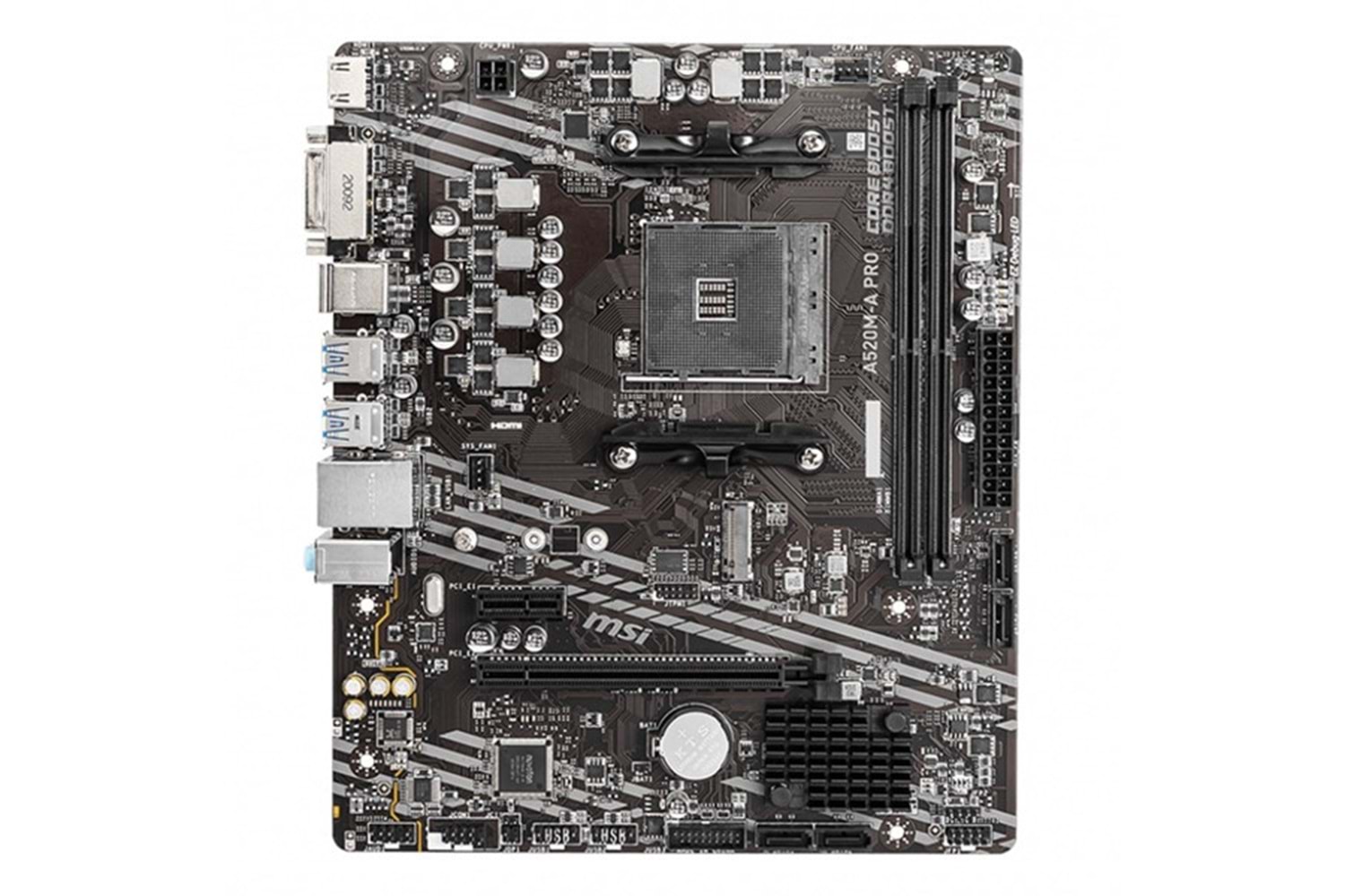 MSI A520M-A PRO DDR4 M2 PCIe NVME HDMI DVI PCIe 16X v3.0 AM4 mATX