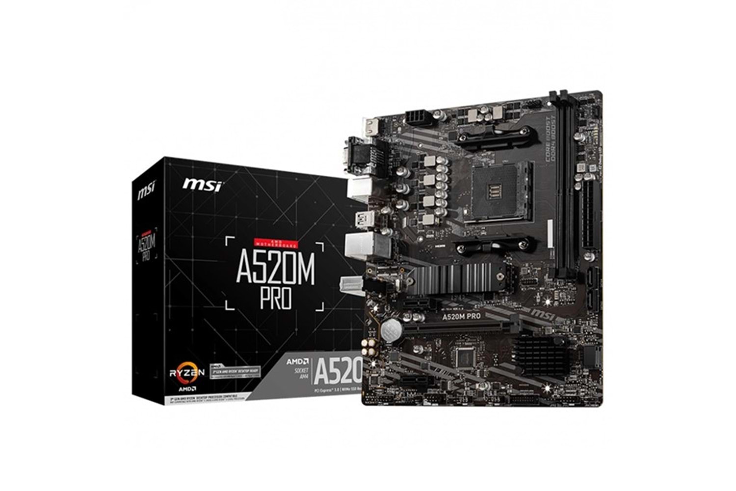 MSI A520M PRO DDR4 M2 PCIe NVME HDMI DP PCIe 16X v3.0 AM4 mATX