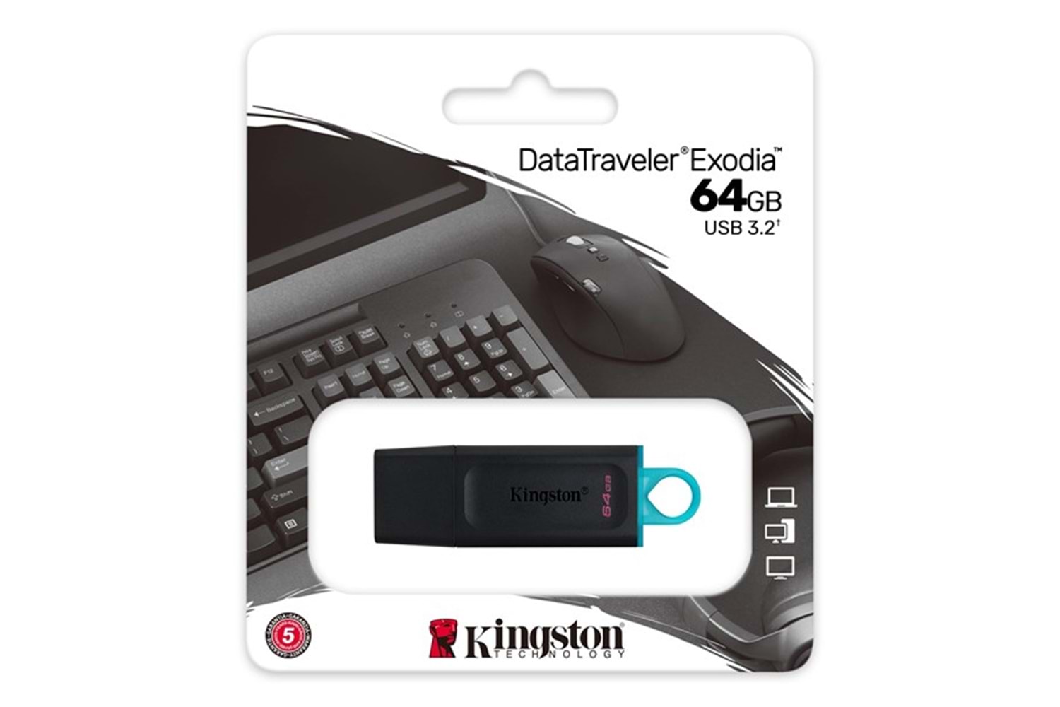 KINGSTON 64GB USB 3.2 Exodia DTX/64GB Siyah Taşınabilir Bellek