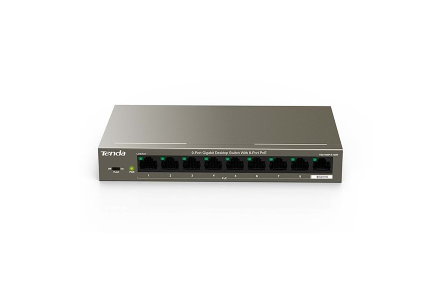 TENDA 8port 102w FULL PoE TEG1109P-8-102W GIGABIT Yönetilemez Switch Masaüstü