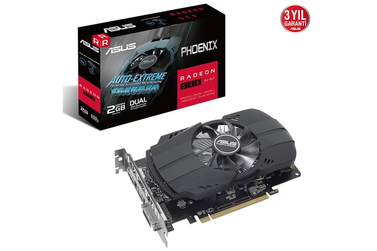 ASUS RX550 2GB PH-550-2G GDDR5 64bit HDMI DVI PCIe 16X v3.0
