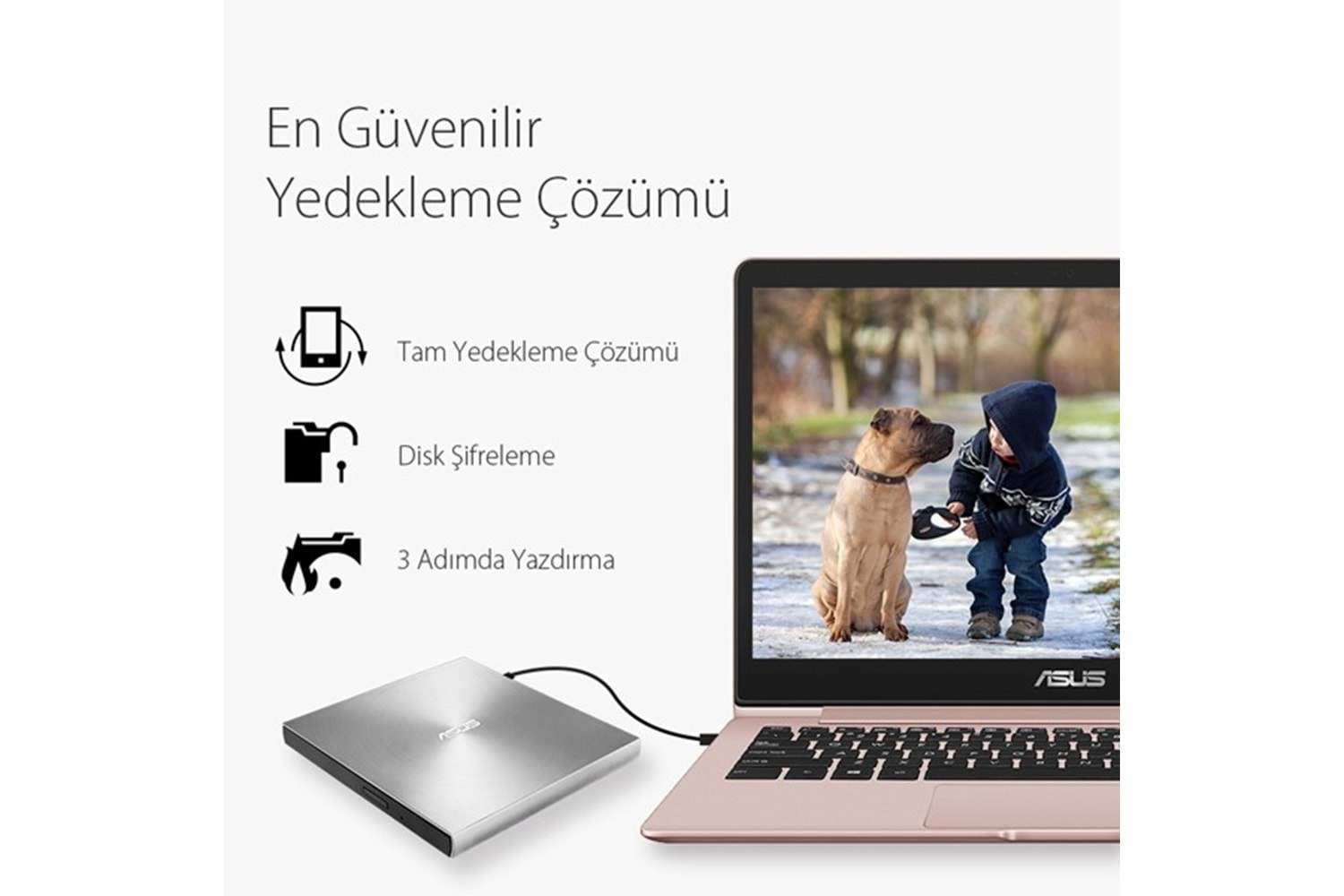 ASUS 8x ZENDRIVE SDRW-08U7M-U USB 2.0 Slim Harici DVD Yazıcı Siyah