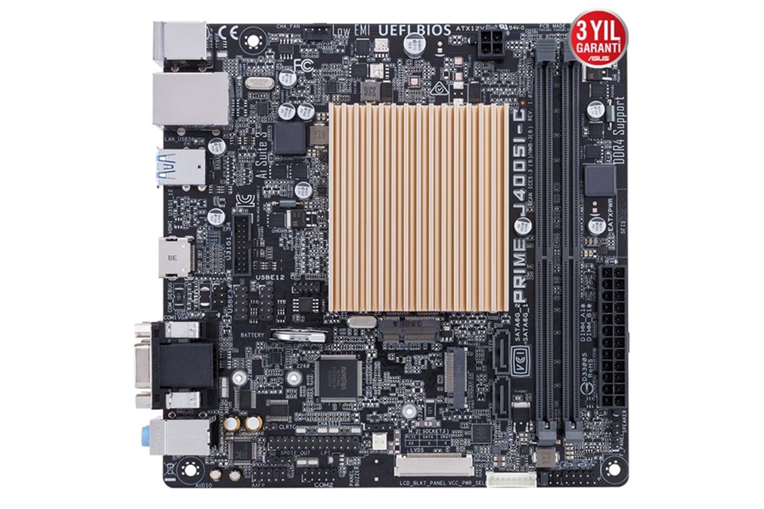 ASUS PRIME J4005I-C DDR4 M2 PCIe NVME HDMI mITX Dahili İşlemci