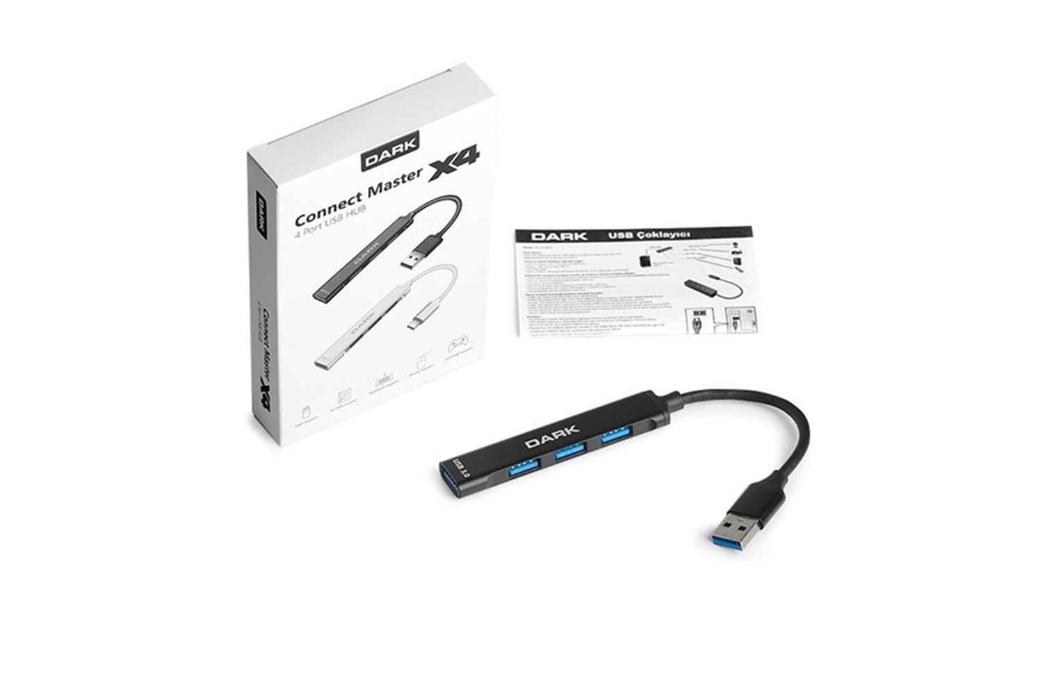 DARK Connect Master X4 DK-AC-USB310 4port USB 3.0 Siyah USB Çoklayıcı Hub