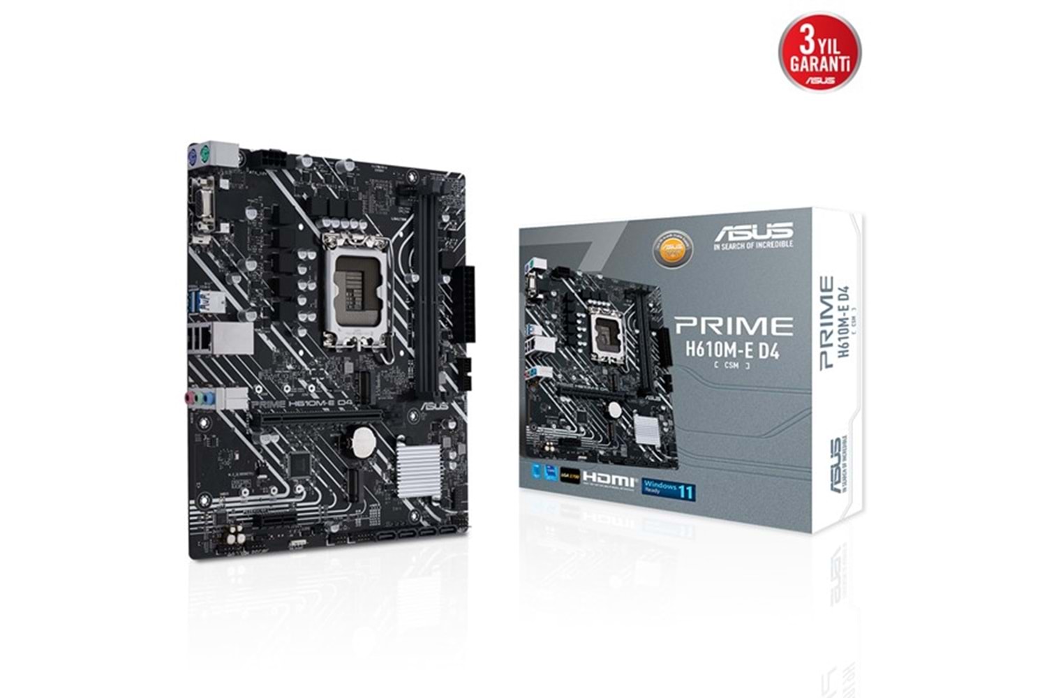 ASUS PRIME H610M-E/CSM D4 DDR4 M2 PCIe NVME HDMI DP PCIe 16X v4.0 1700p mATX Kurumsal Anakart