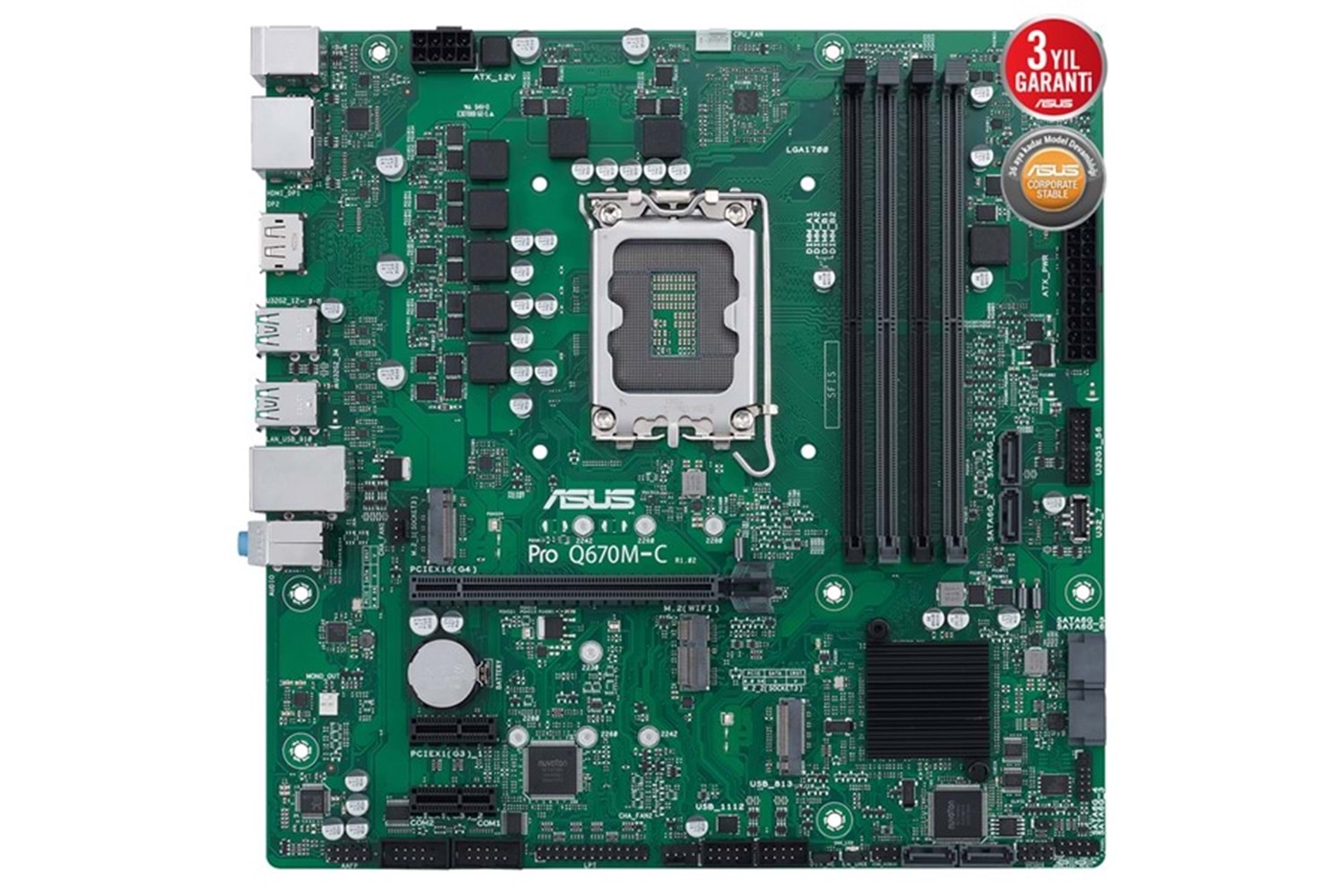 ASUS PRO Q670M-C CSM DDR5 HDMI DP PCIe 16X v5.0 1700p mATX Kurumsal Anakart
