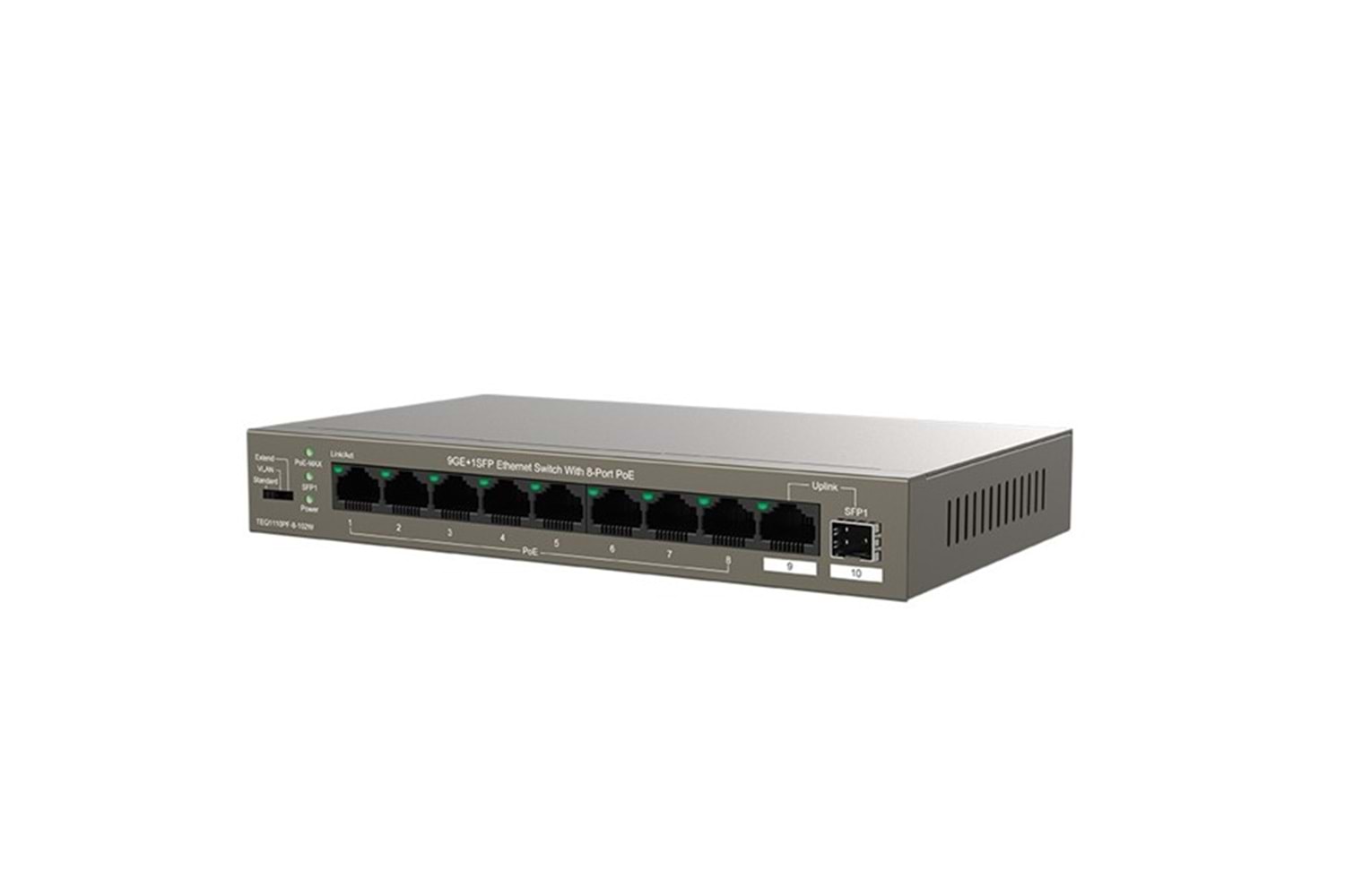 TENDA 8port 102w FULL PoE TEG1110PF-8-102W GIGABIT 1X SFP Yönetilemez Switch