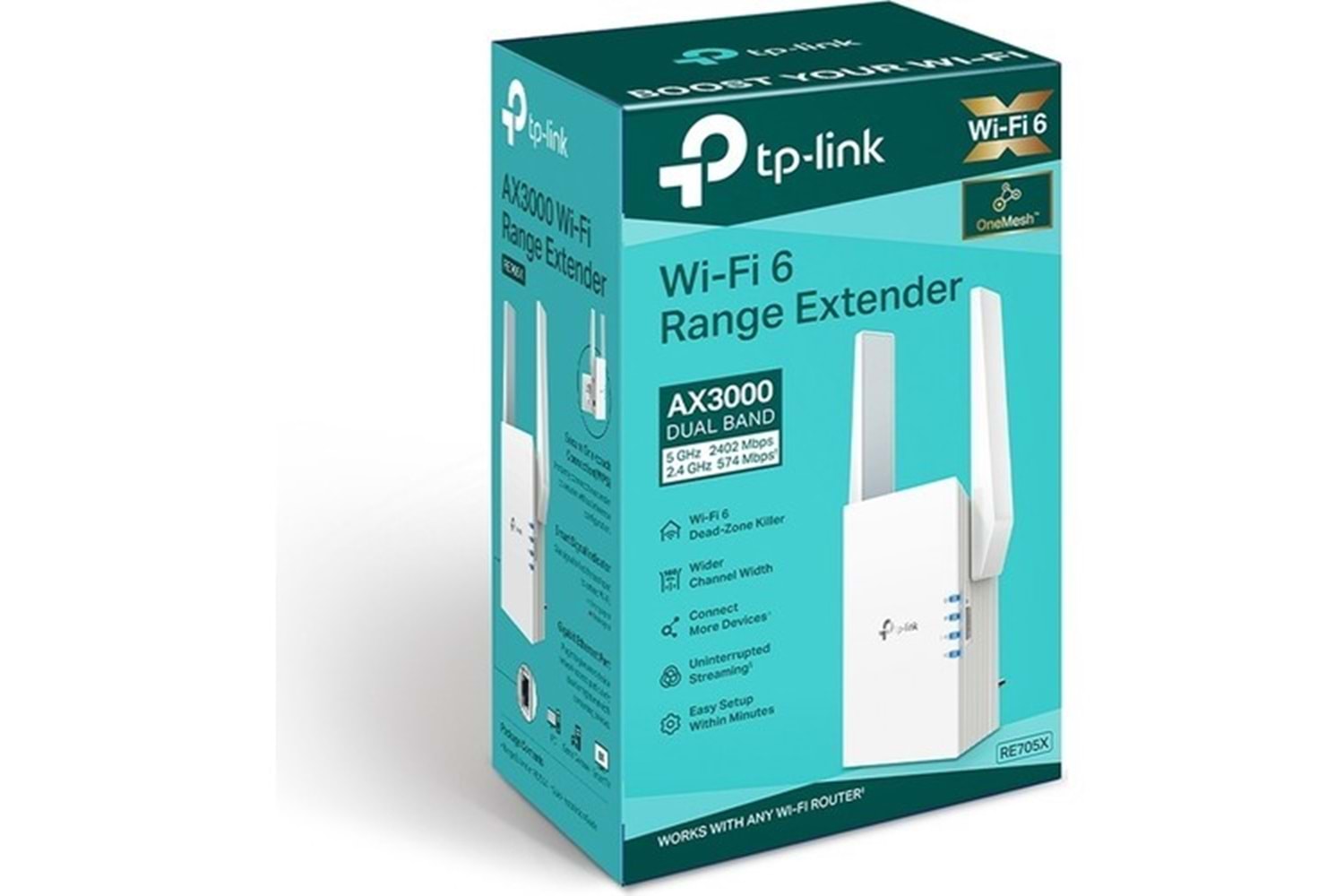 TP-LINK RE705X AX3000 Dual Band Mesafe Genişletici Priz Tipi Router