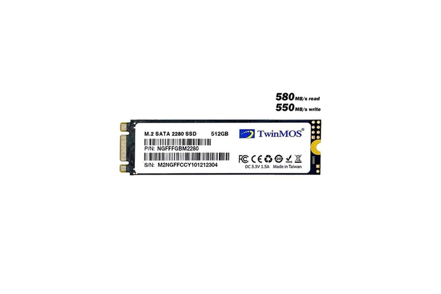 TWINMOS 512GB NGFFFGBM2280 580- 550MB/s M2 SATA-3 Disk