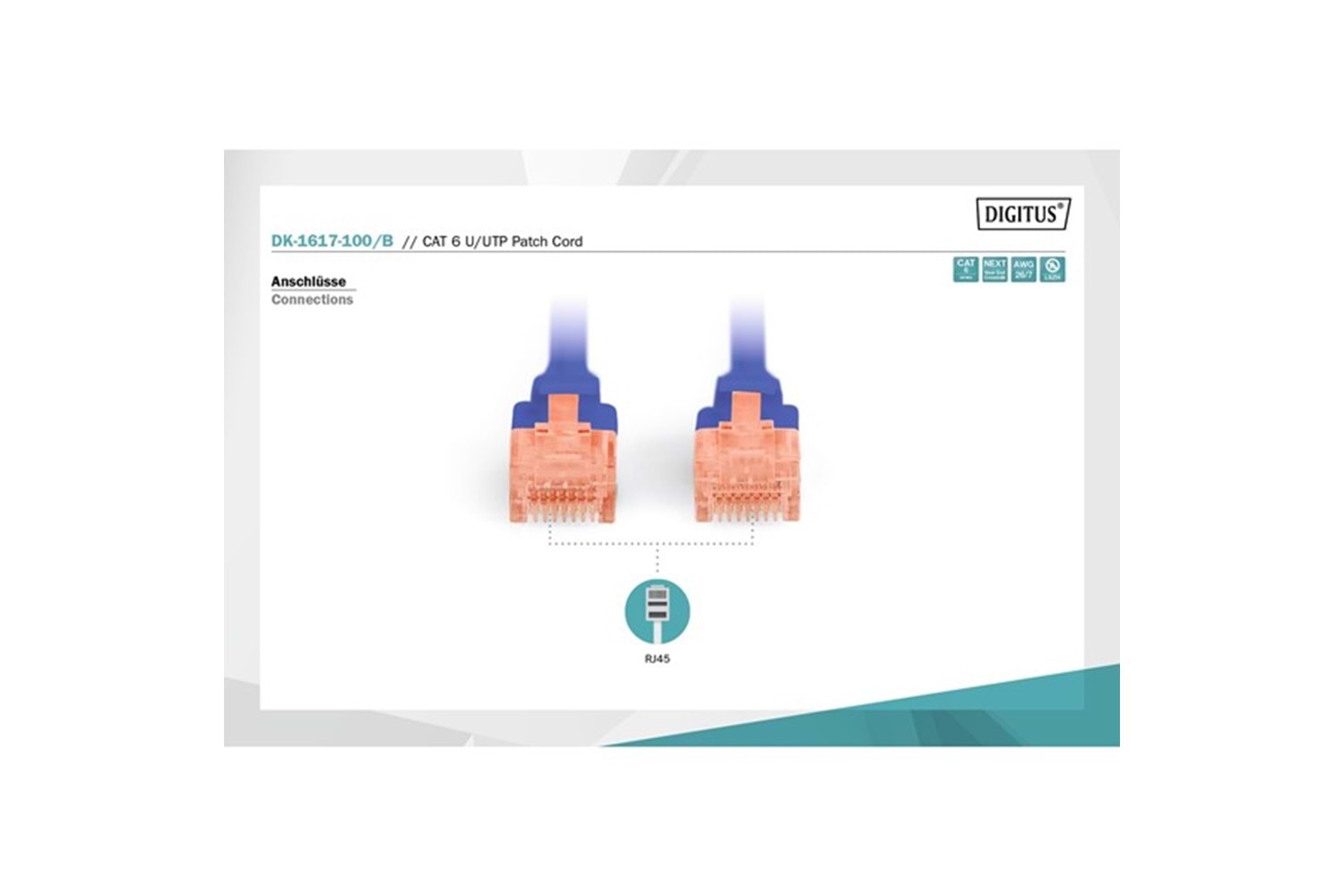 DIGITUS 10m CAT6 Utp DK-1617-100/B Mavi Patch Kablo