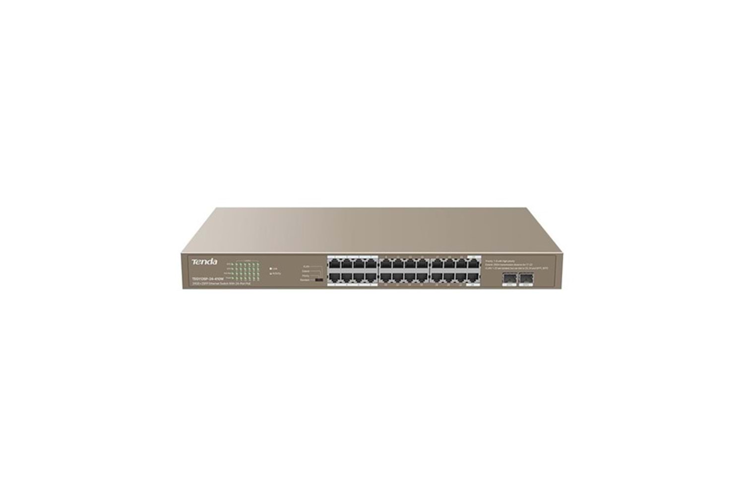 TENDA 24port 410W FULL PoE TEG1126P-24-410W GIGABIT 2X SFP Yönetilemez Switch