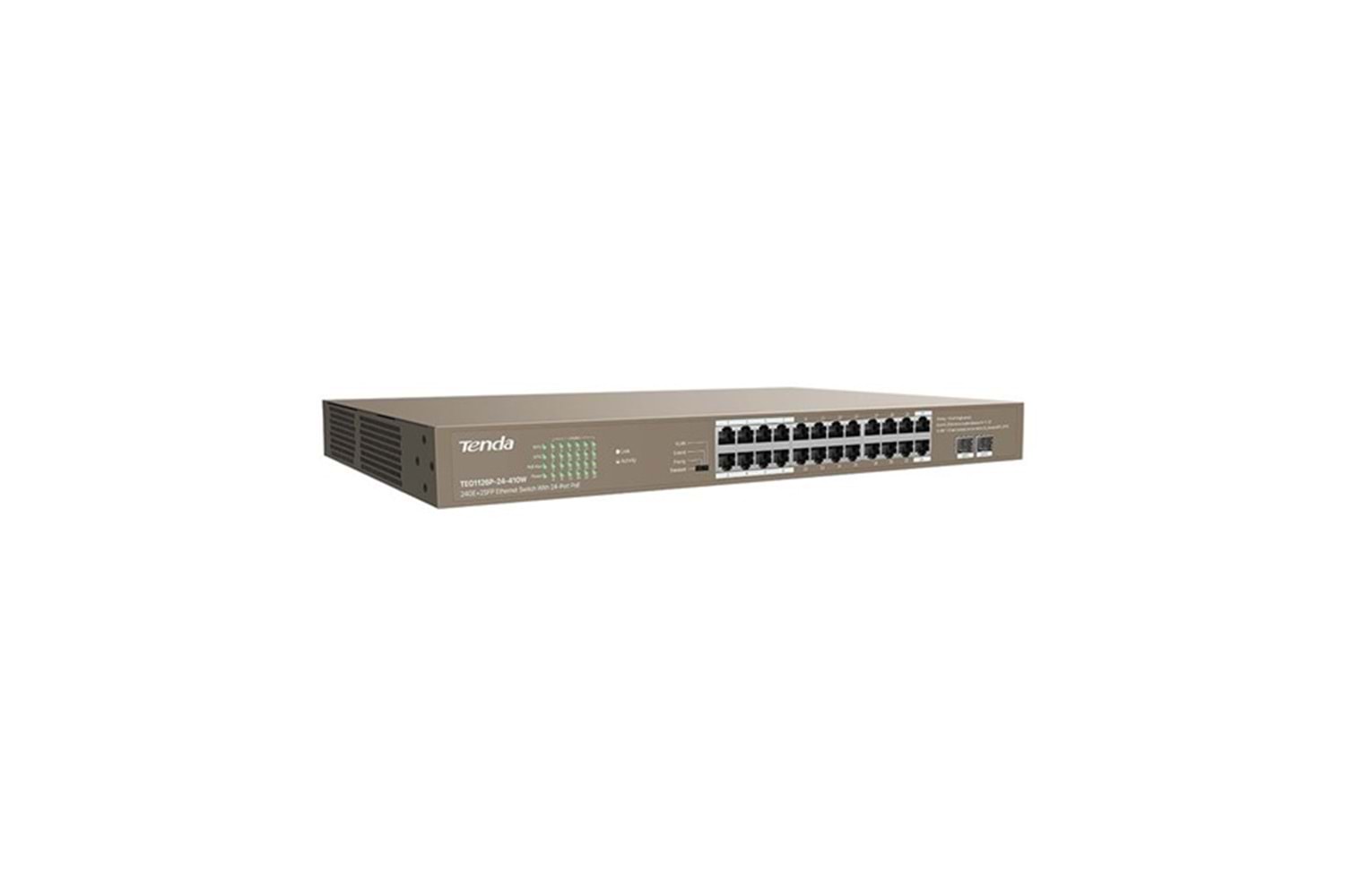 TENDA 24port 410W FULL PoE TEG1126P-24-410W GIGABIT 2X SFP Yönetilemez Switch