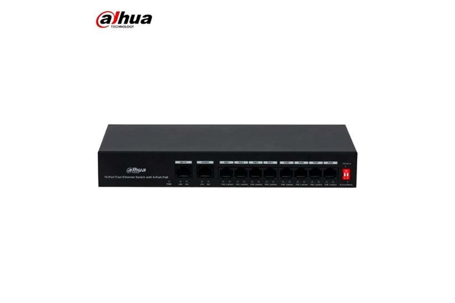 DAHUA 8port 65w FULL PoE PFS3010-8ET-65 10/100 2X-UPLINK Yönetilemez Switch