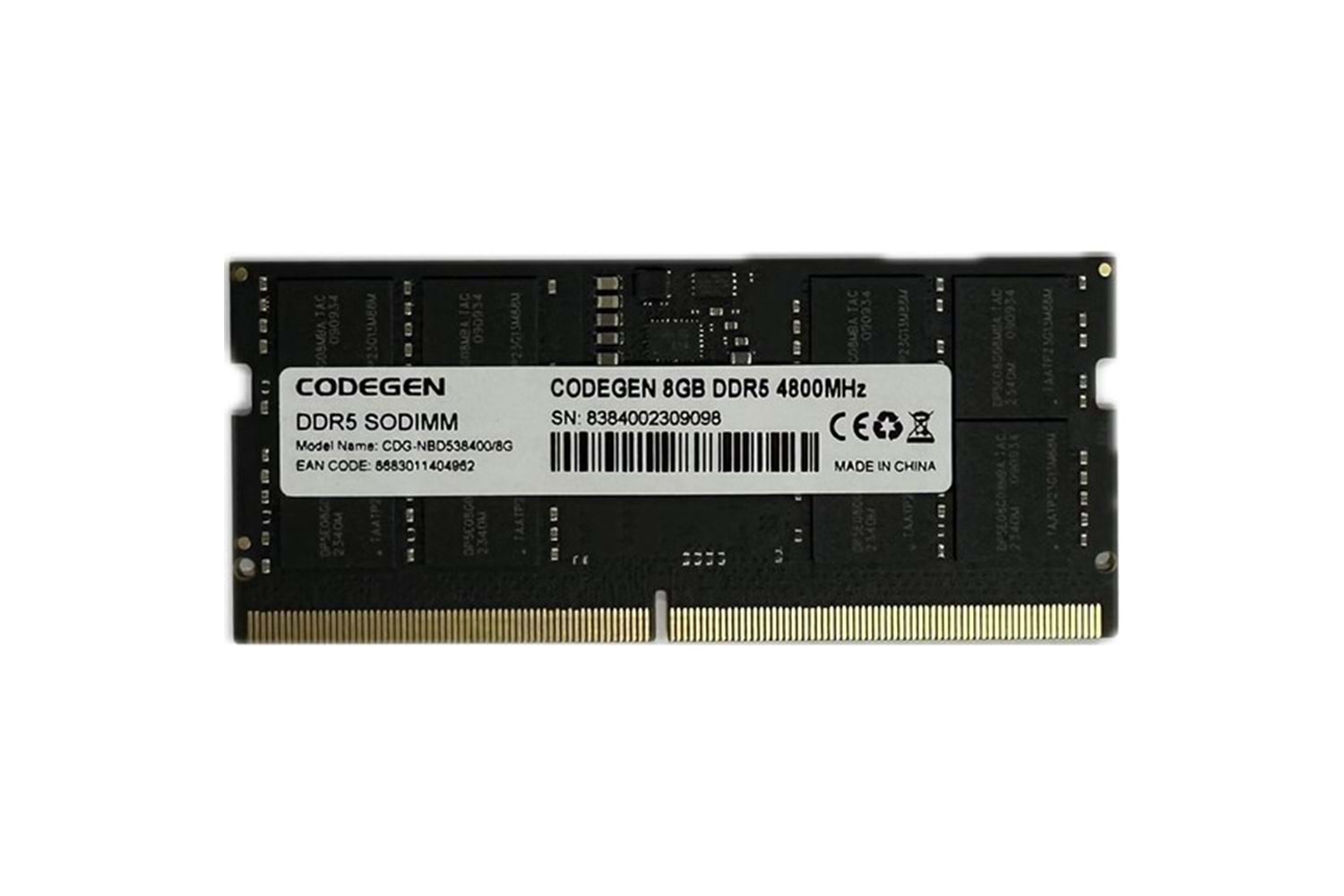 CODEGEN 8GB DDR5 4800MHZ NOTEBOOK RAM VALUE CDG-NBD538400/8G