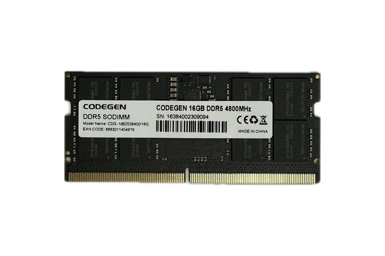 CODEGEN 16GB DDR5 4800MHZ NOTEBOOK RAM VALUE CDG-NBD538400/16G