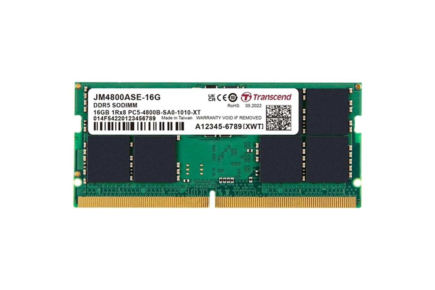 TRANSCEND 16GB DDR5 4800MHZ CL40 NOTEBOOK RAM VALUE JM4800ASE-16G