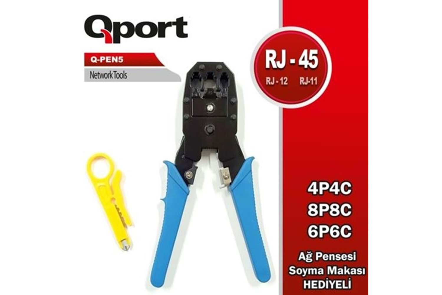 QPORT Q-Pen5 RJ11/RJ12/RJ45 Kablo Sıkma Pensesi