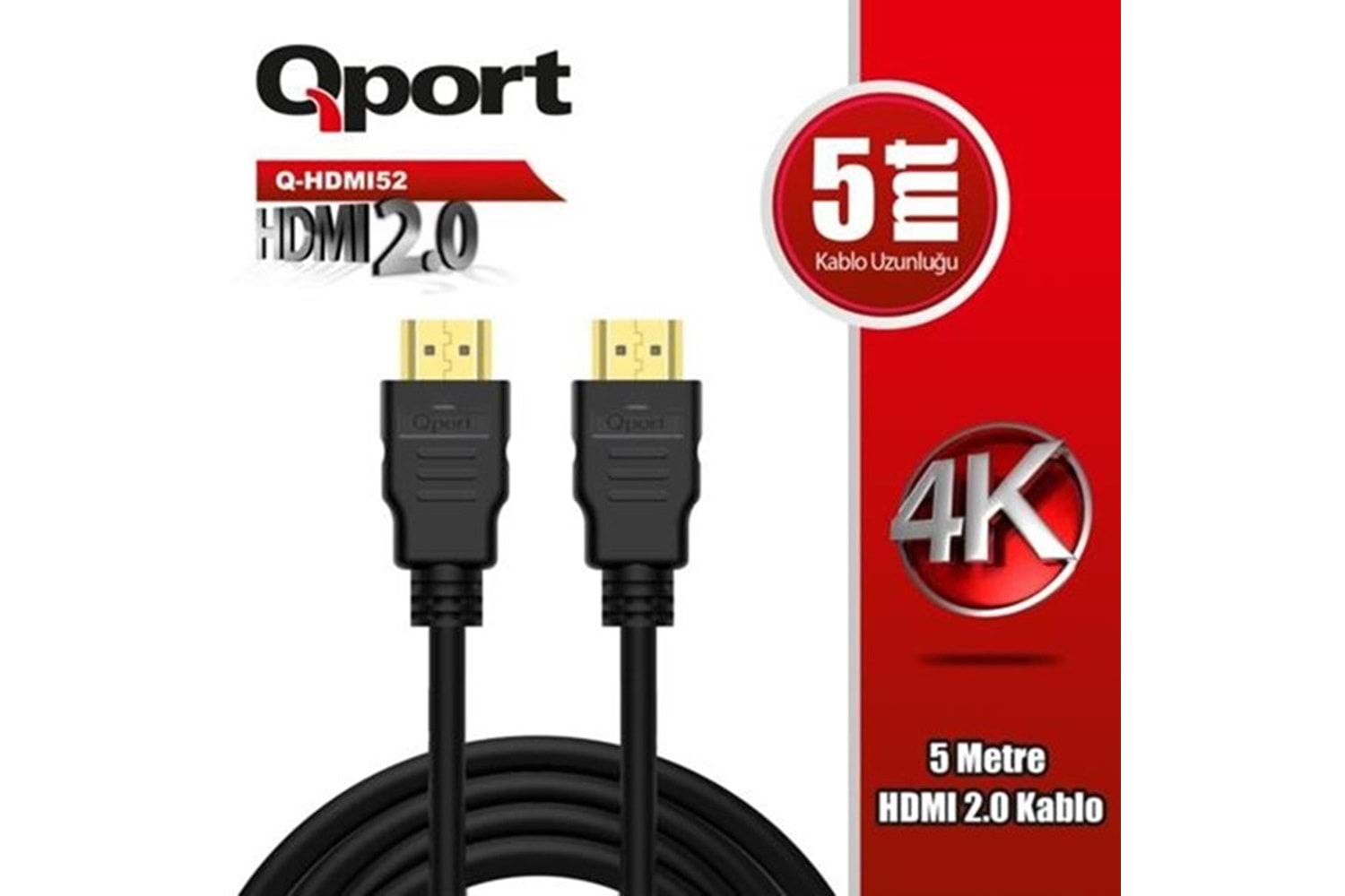 QPORT Q-HDMI52 5 5metre HDMI Görüntü Kablosu 3D Gold 2.0V 4K 60HZ
