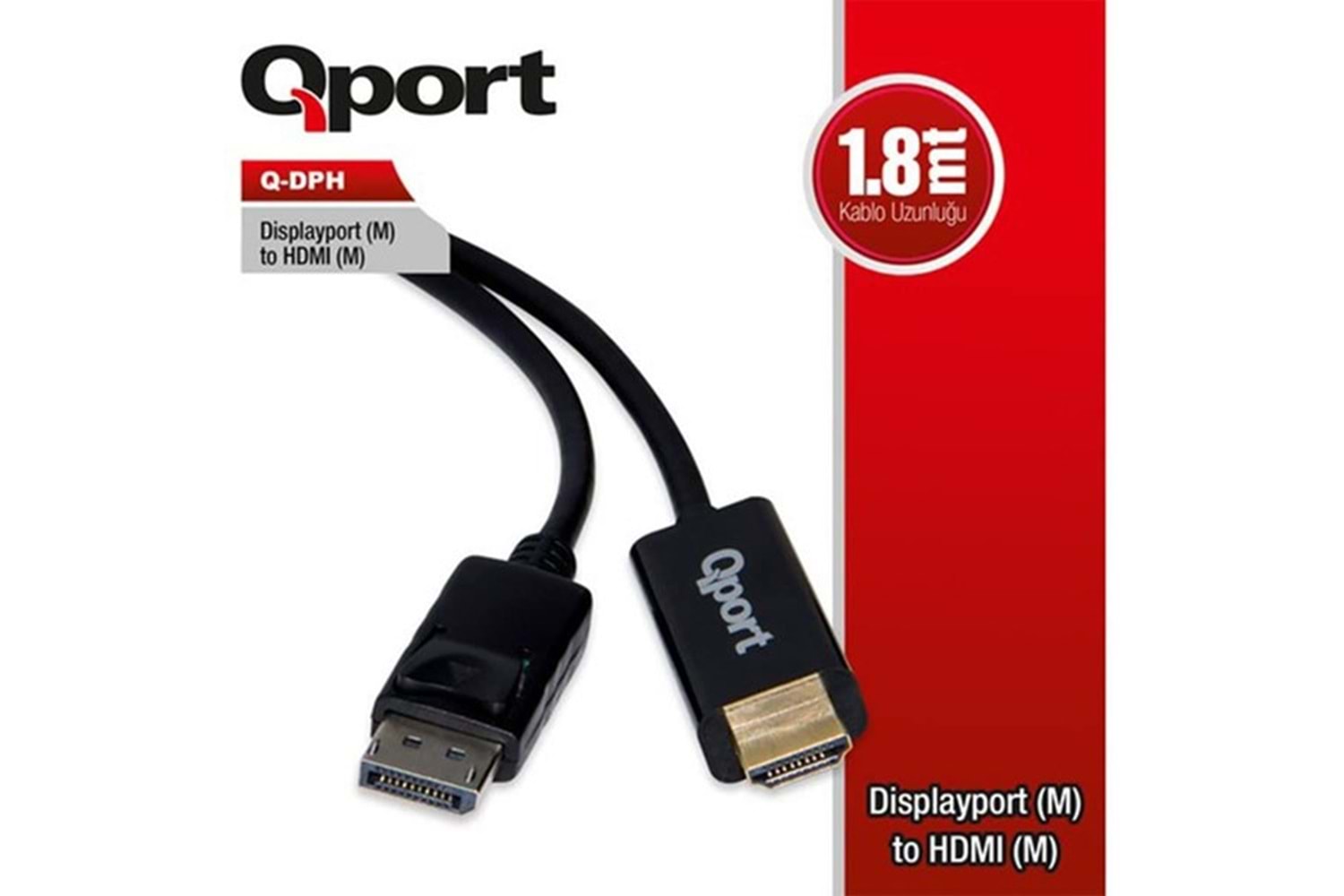 QPORT Q-DPH 1.8metre DP-HDMI Görüntü Kablosu