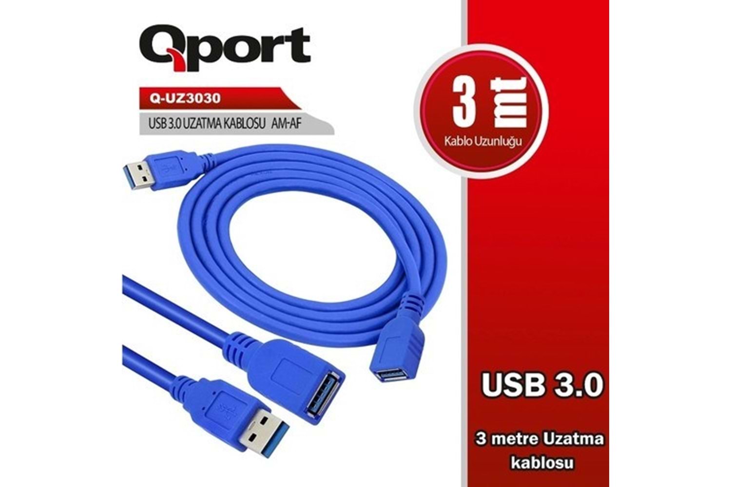 QPORT 5metre Q-UZ3050 USB 3.0 Uzatma Kablosu