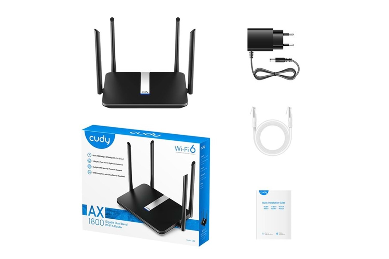 CUDY X6 AX1800 Dual Band Mesafe Genişletici EV Ofis Tipi Router