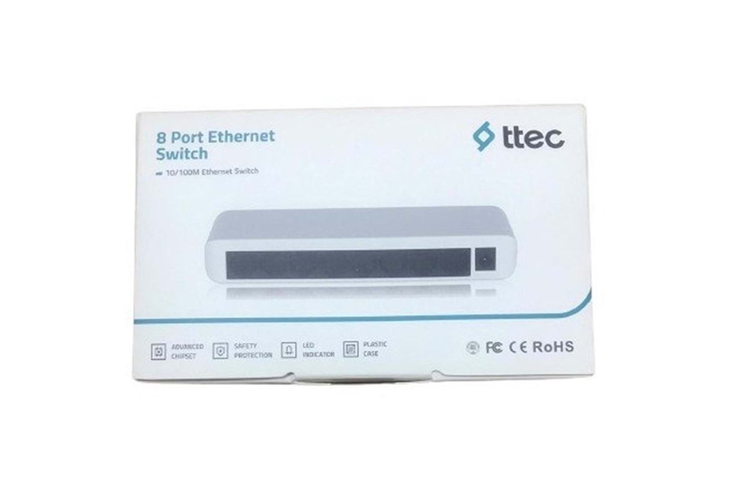 TTEC 8port 08100SW 10/100 Yönetilemez Switch Tak Çalıştır Plastik Kasa