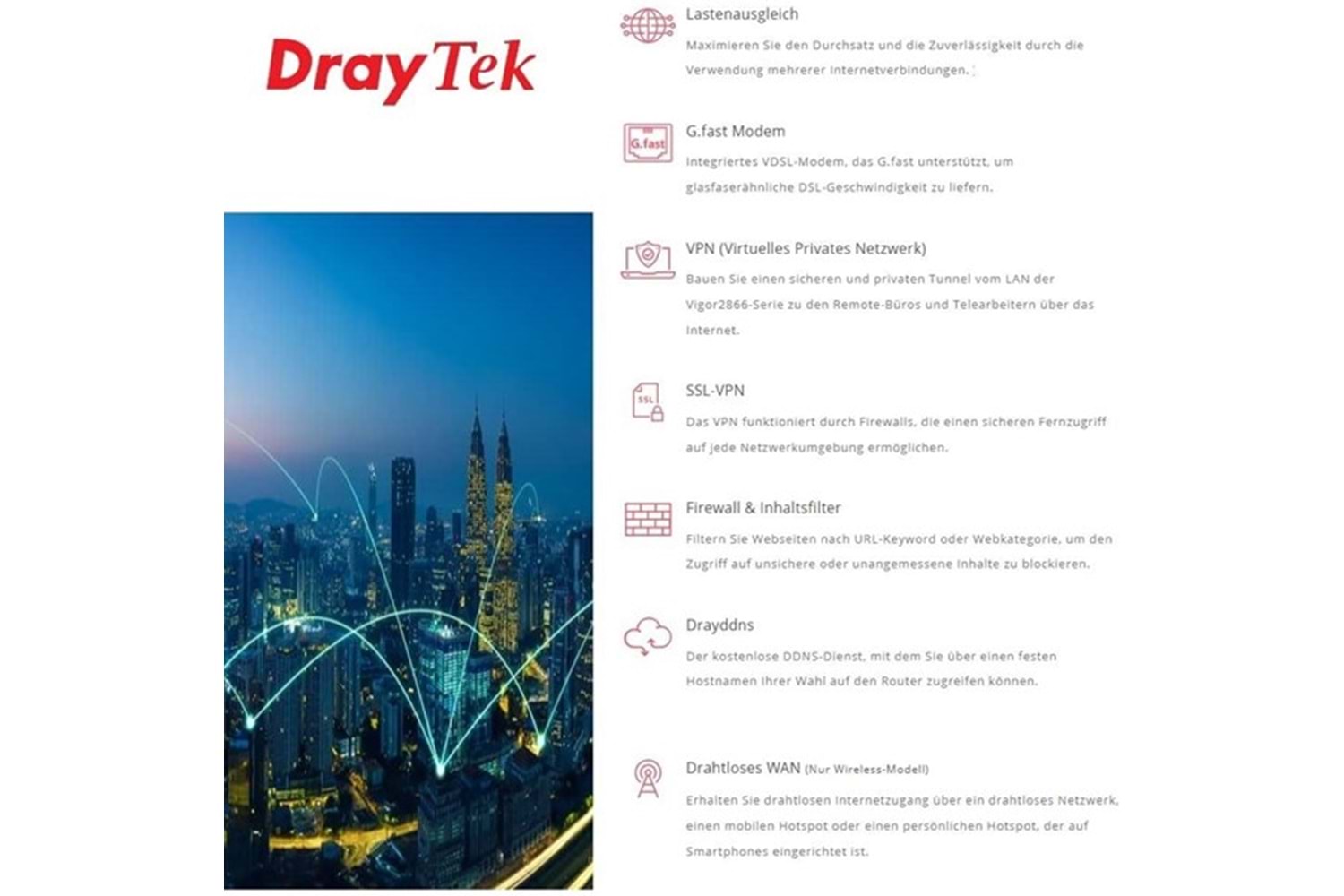 DRAYTEK Vigor 2866ax AX3000 Dual Band VDSL 3G-4G LTE Modem Router