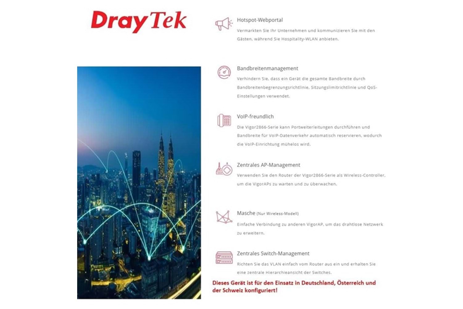 DRAYTEK Vigor 2866ax AX3000 Dual Band VDSL 3G-4G LTE Modem Router