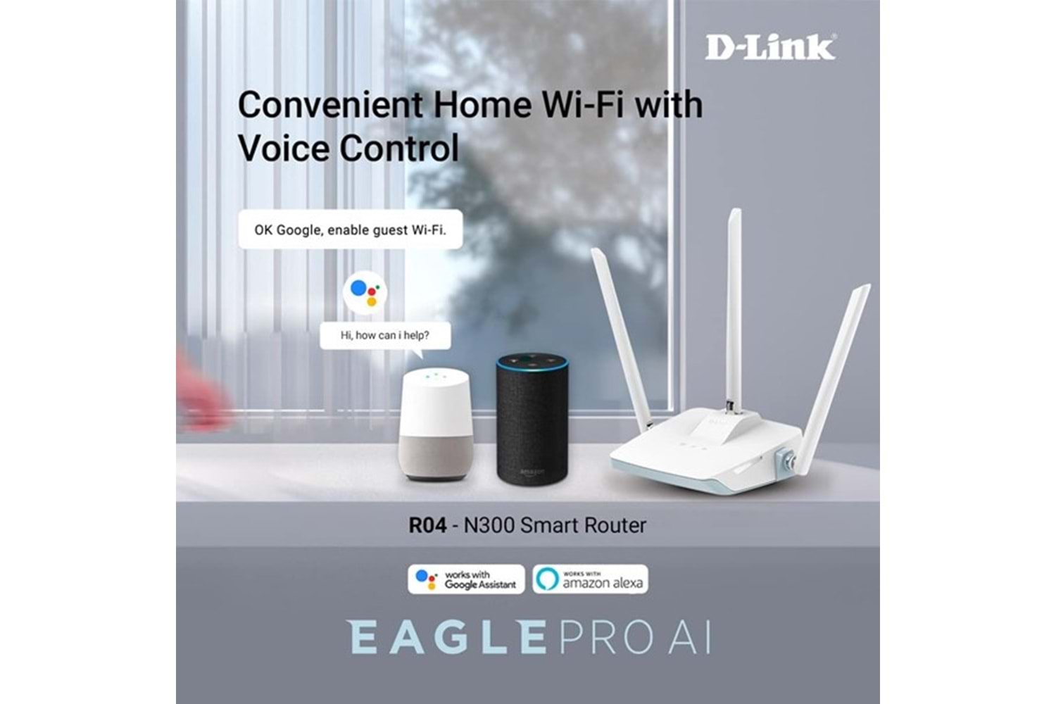 D-LINK R04 N300 2.4ghz Mesafe Genişletici EV Ofis Tipi Router Yapay Zeka Destekli 