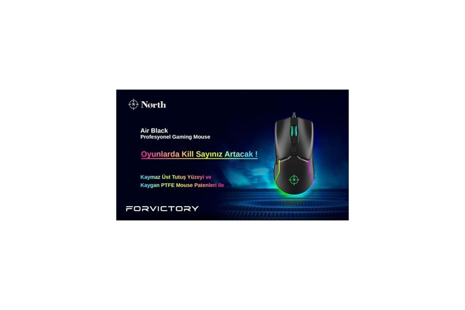 NORTH Air Black Professional USB 7200dpi Gaming Siyah Mouse RGB