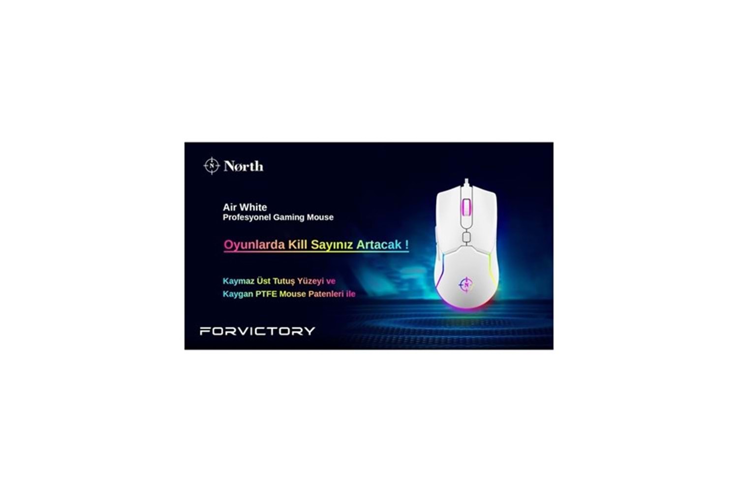 NORTH Air White Professional USB 7200dpi Gaming Beyaz Mouse RGB
