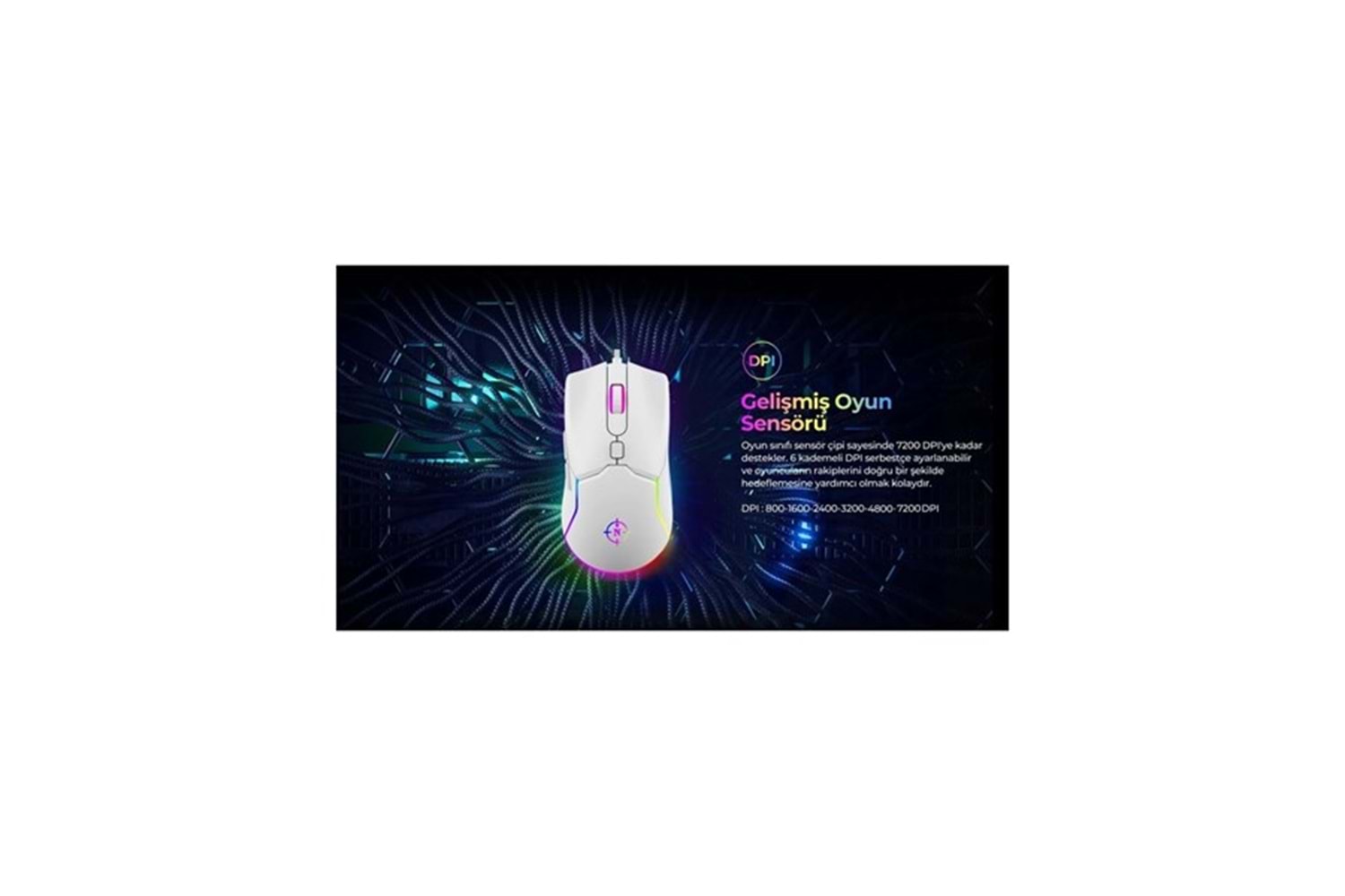 NORTH Air White Professional USB 7200dpi Gaming Beyaz Mouse RGB