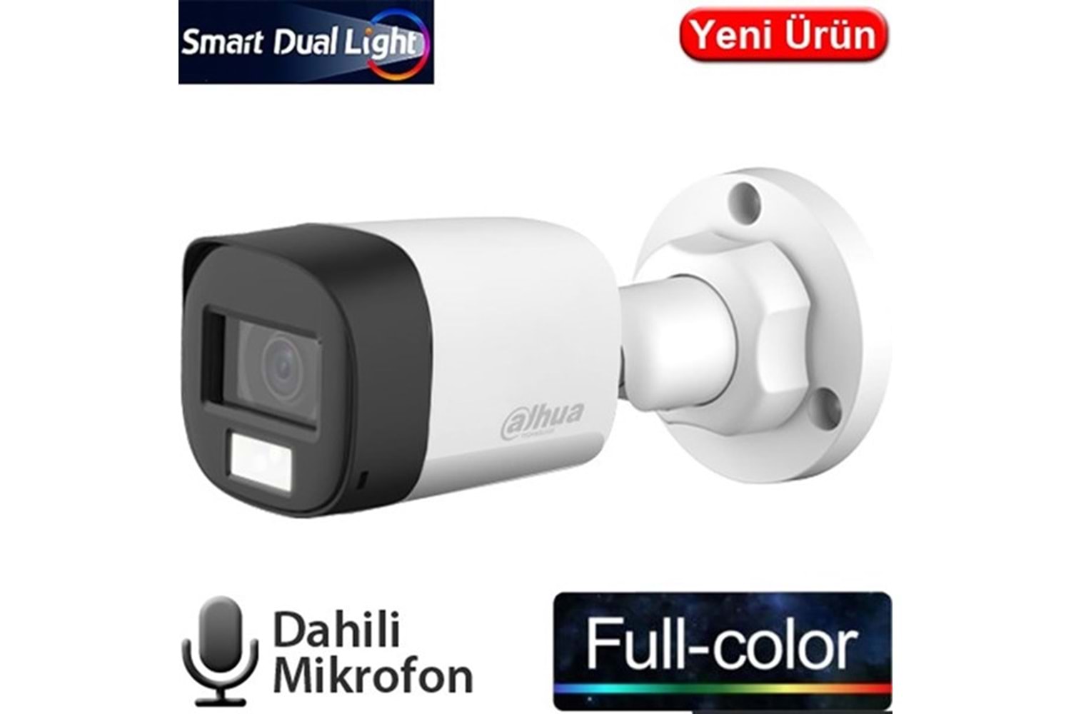 DAHUA 2MP BULLET 3.6MM HAC-B1A21P-U-IL-A 20metre HDCVI Kamera Akıllı Işık-Sesli