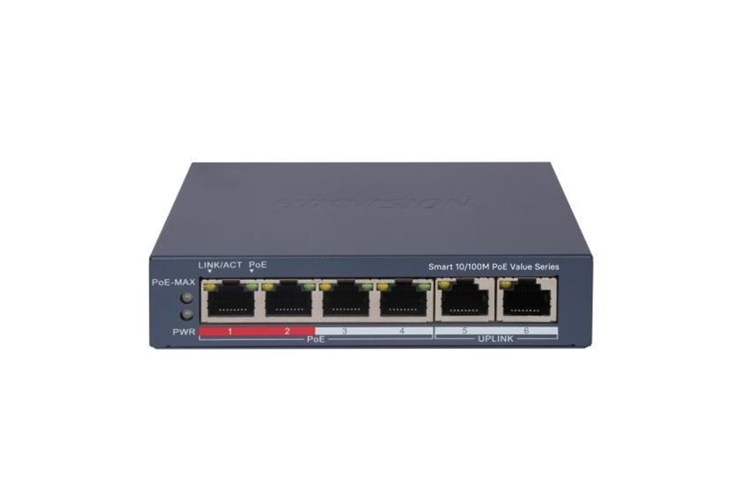 HIKVISION 4port 30w FULL PoE DS-3E1106P-EI/M 10/100 2-Uplınk Yönetilemez Switch Metal