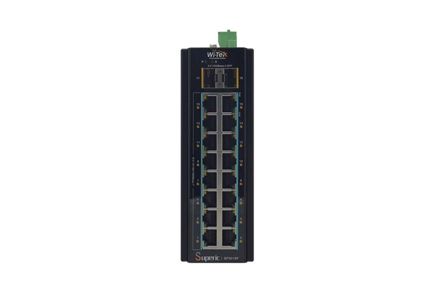 WI-TEK 16port 240w FULL PoE WI-SP3018F 16GE GIGABIT 2X SFP Yönetilemez Endüstriyel Switch