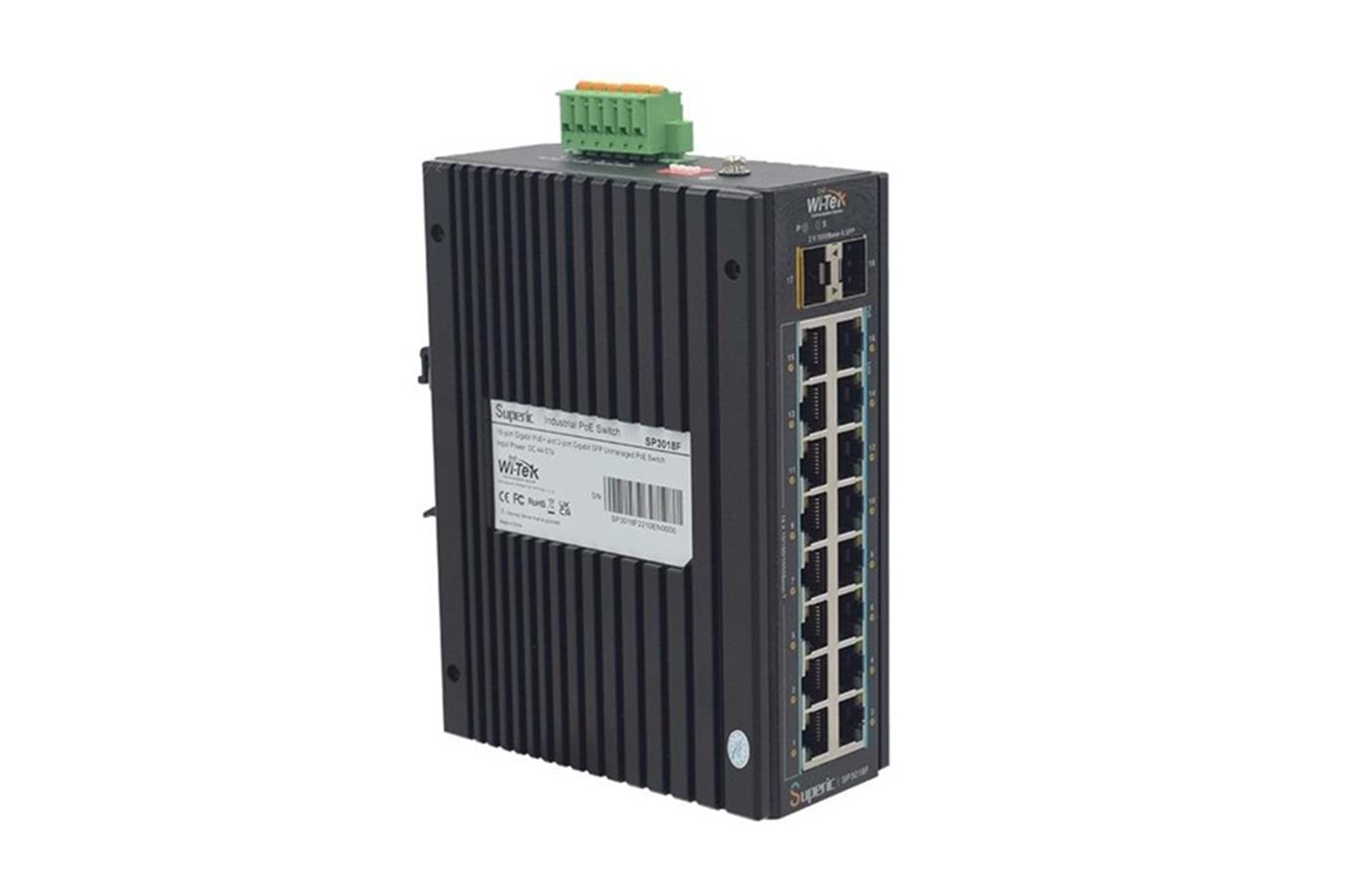 WI-TEK 16port 240w FULL PoE WI-SP3018F 16GE GIGABIT 2X SFP Yönetilemez Endüstriyel Switch