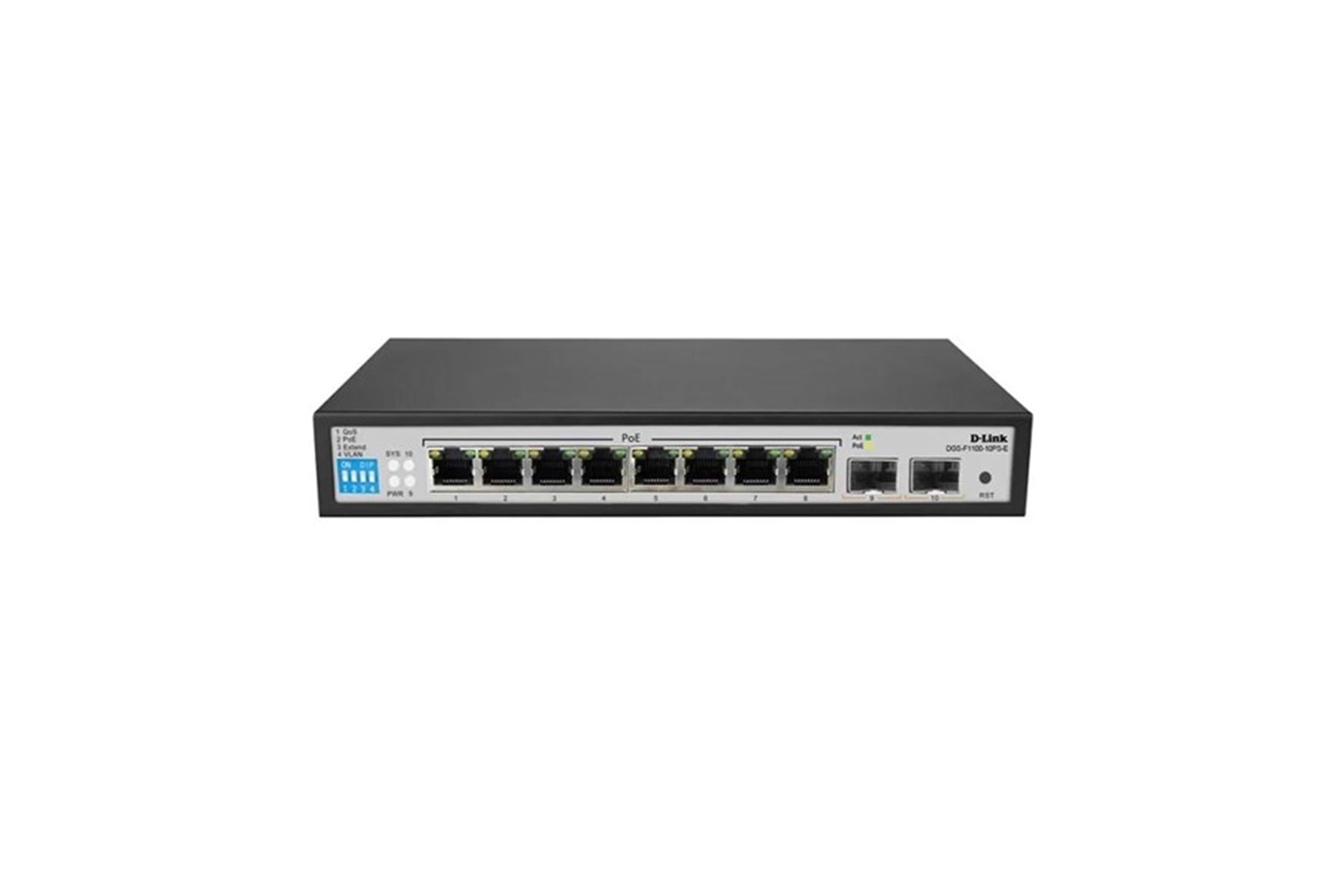 D-LINK 10port 96w 8port PoE DGS-F1100-10PS-E/E GIGABIT 2X SFP Yönetilemez Switch