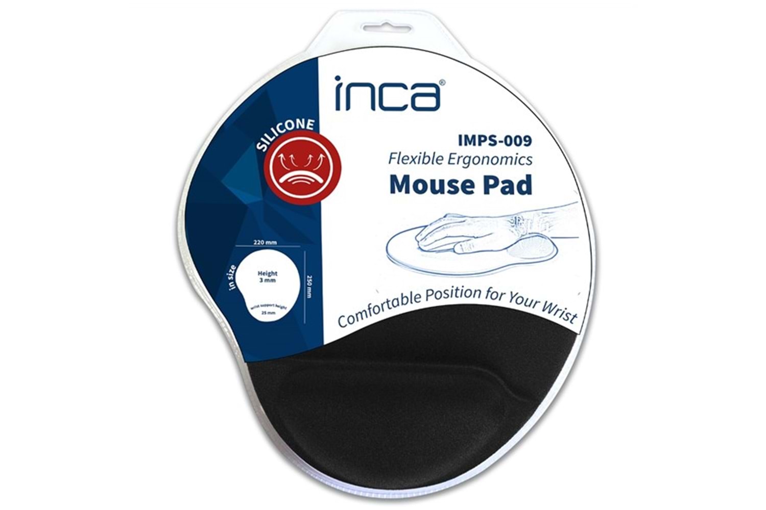 INCA IMPS-009 Bilek Destekli Jel Siyah Mouse Pad