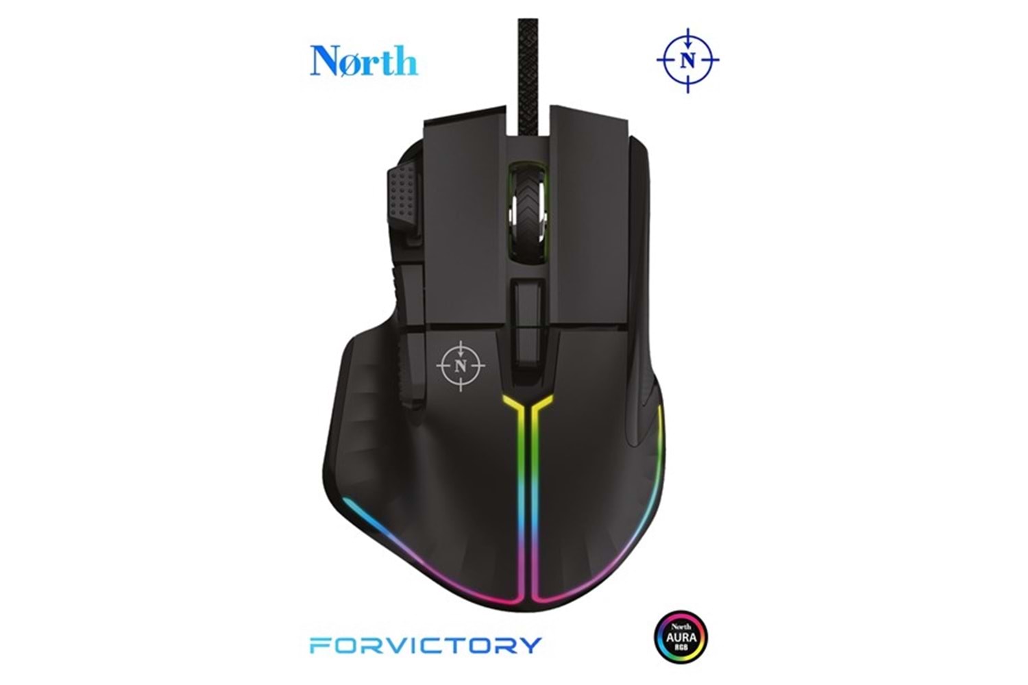 NORTH Ragnarok USB 12800dpi Gaming Siyah Mouse RGB