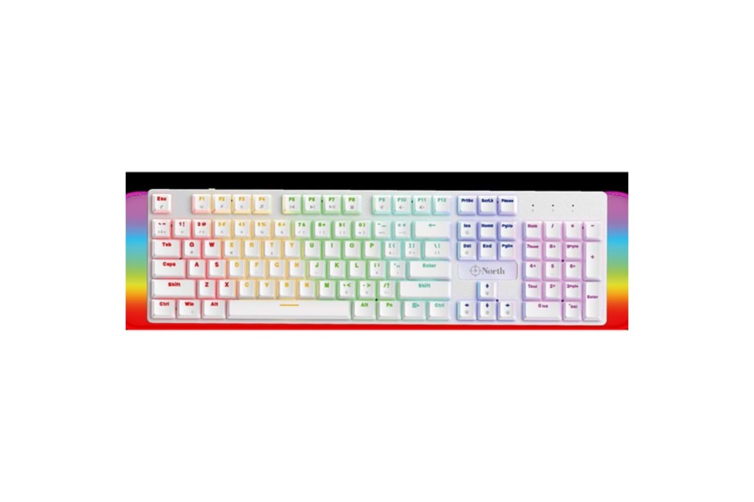 NORTH Shield Q Trk RGB Led / Mekanik Kırmızı Switch Beyaz Gaming Klavye