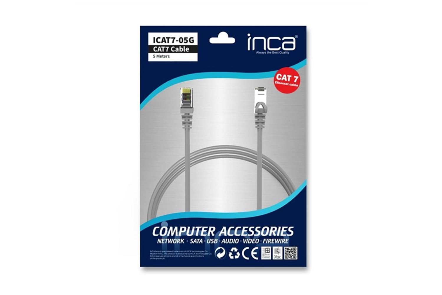 INCA 5m CAT7 S/FTP ICAT7-05TG Gri Patch Kablo