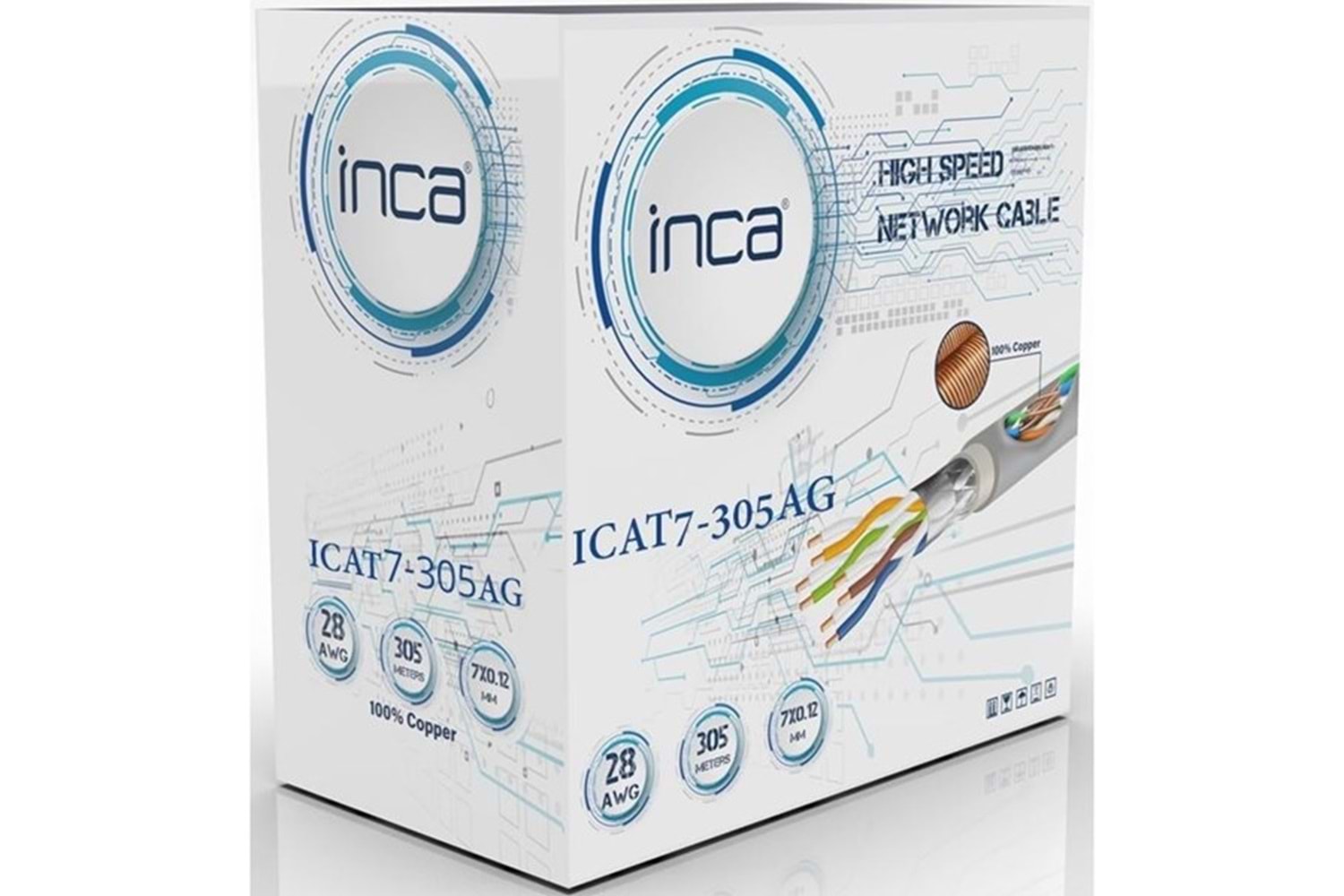 INCA CAT7 S-FTP 23AWG 305m Saf Bakır LSZH Kablo ICAT7-305AG