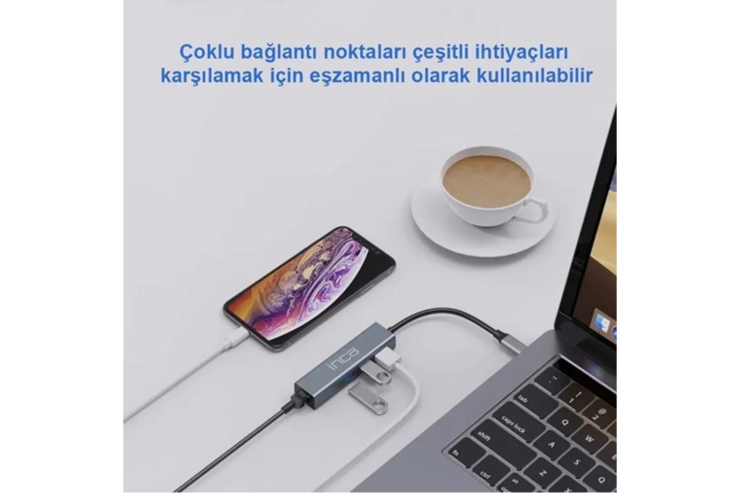 INCA IUTP-03T Gigabit TYPEC-USB 3.0 Ethernet 3x USB Çoklayıcı