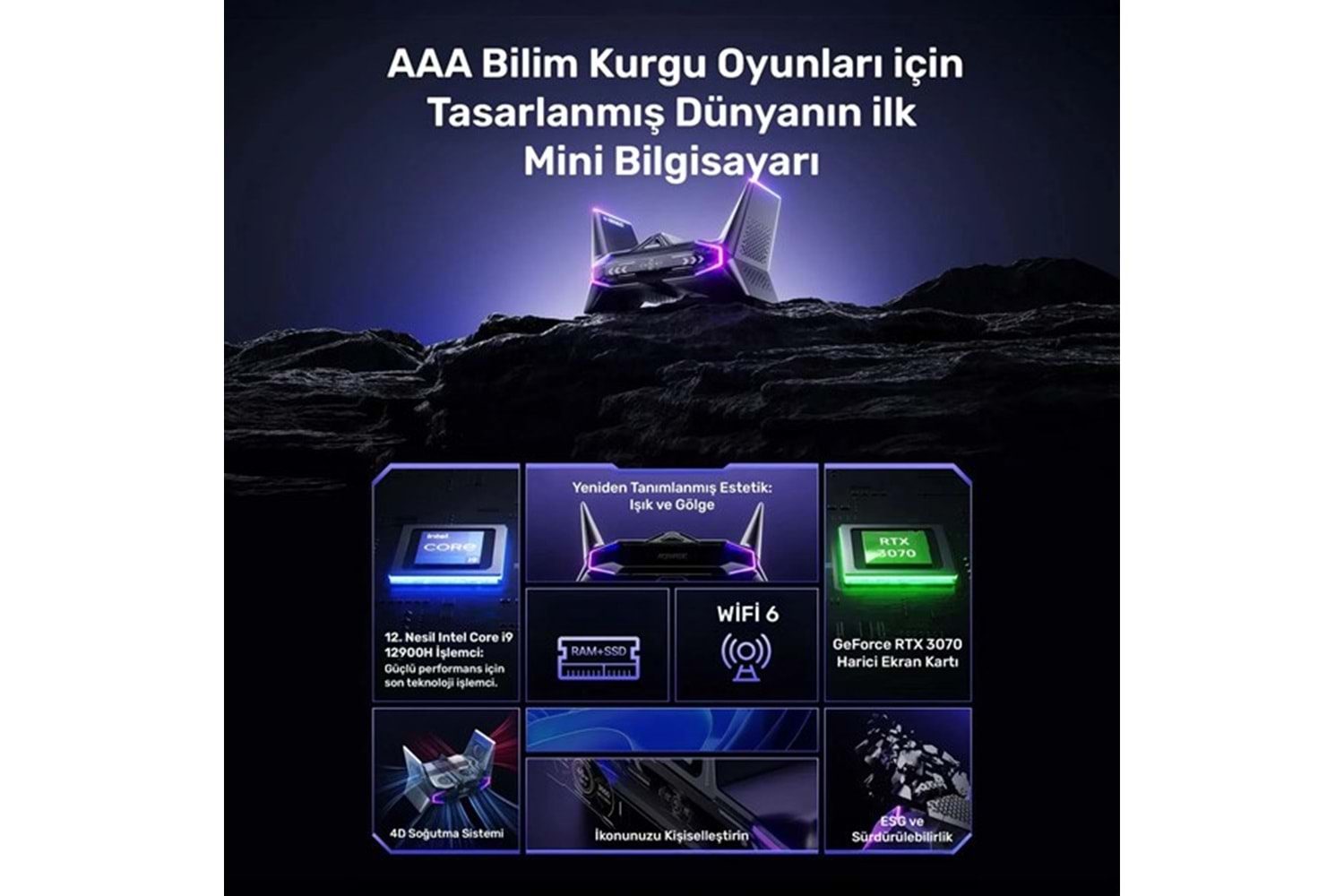 RAXIUS MP M2A İ9 3070-129H001 CORE i9 12900H 16GB RAM 512GB SSD RTX 3070 FDOS MINI PC