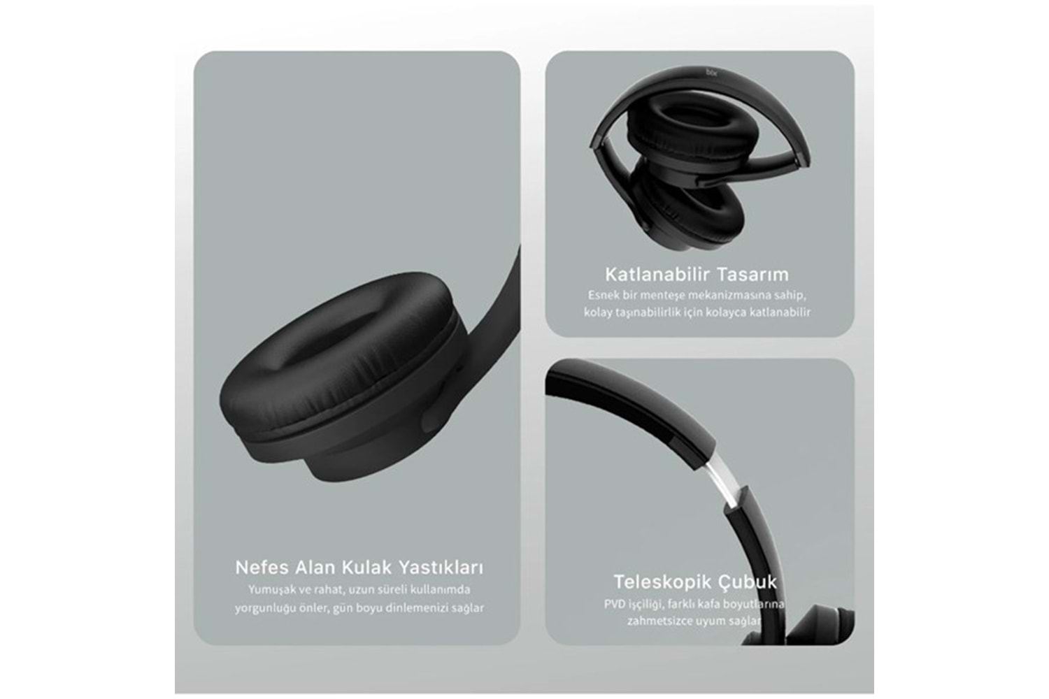 BİX BH2-BK Siyah SOUNDCRAFT BH2 KATLANABİLİR KULAKÜSTÜ KABLOSUZ KULAKLIK