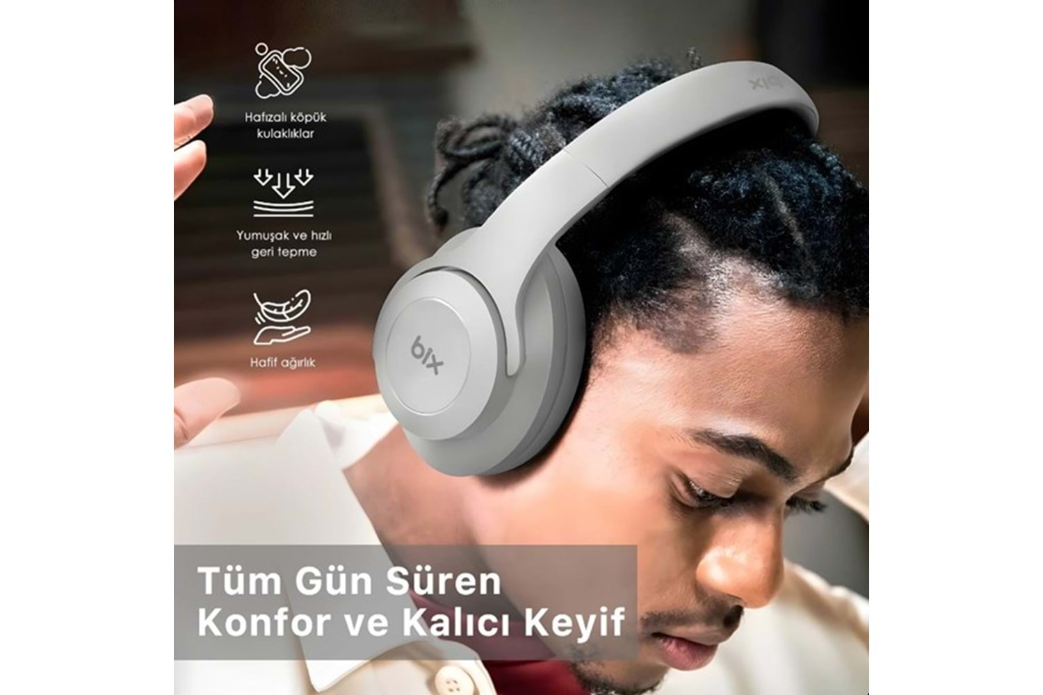 BİX BH2-IG BUZ GRİSİ SOUNDCRAFT BH2 KATLANABİLİR KULAKÜSTÜ KABLOSUZ KULAKLIK